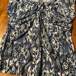 Miss Tina Blue and Black Snakeskin Blouse